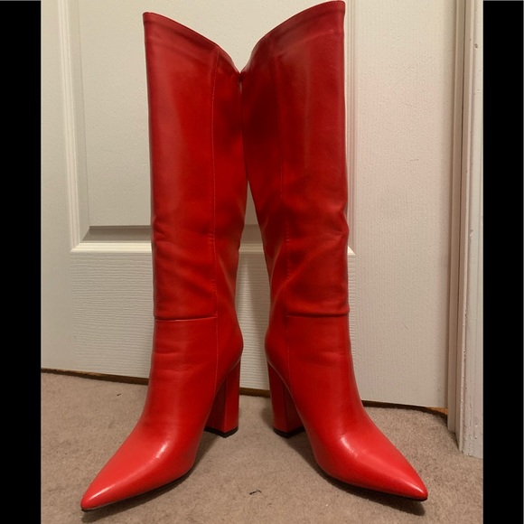 LUSCIOUS RED POINT TOE BOOTS - Picture 8 of 14